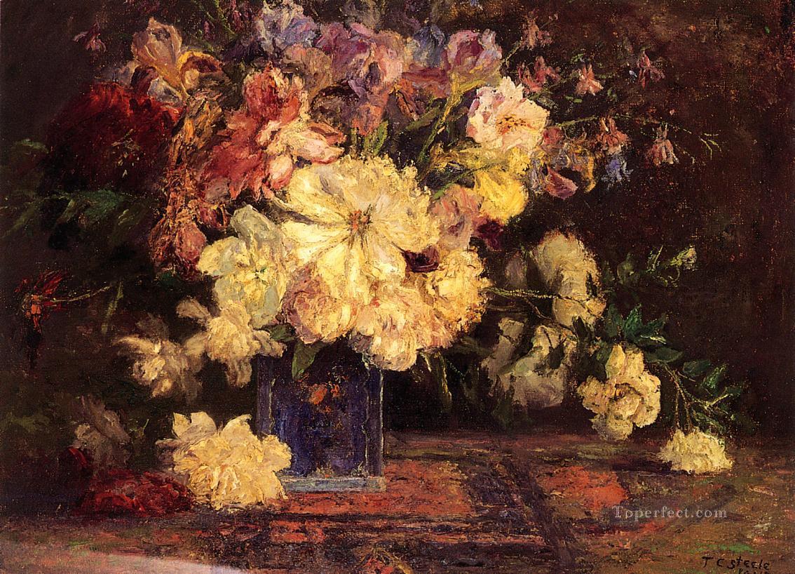Still Life with Peonies Impressionist flower Theodore Clement Steele Oil Paintings